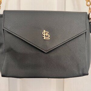 Black Envelope Crossbody Purse Gold Chain Strap Red Interior (STL)